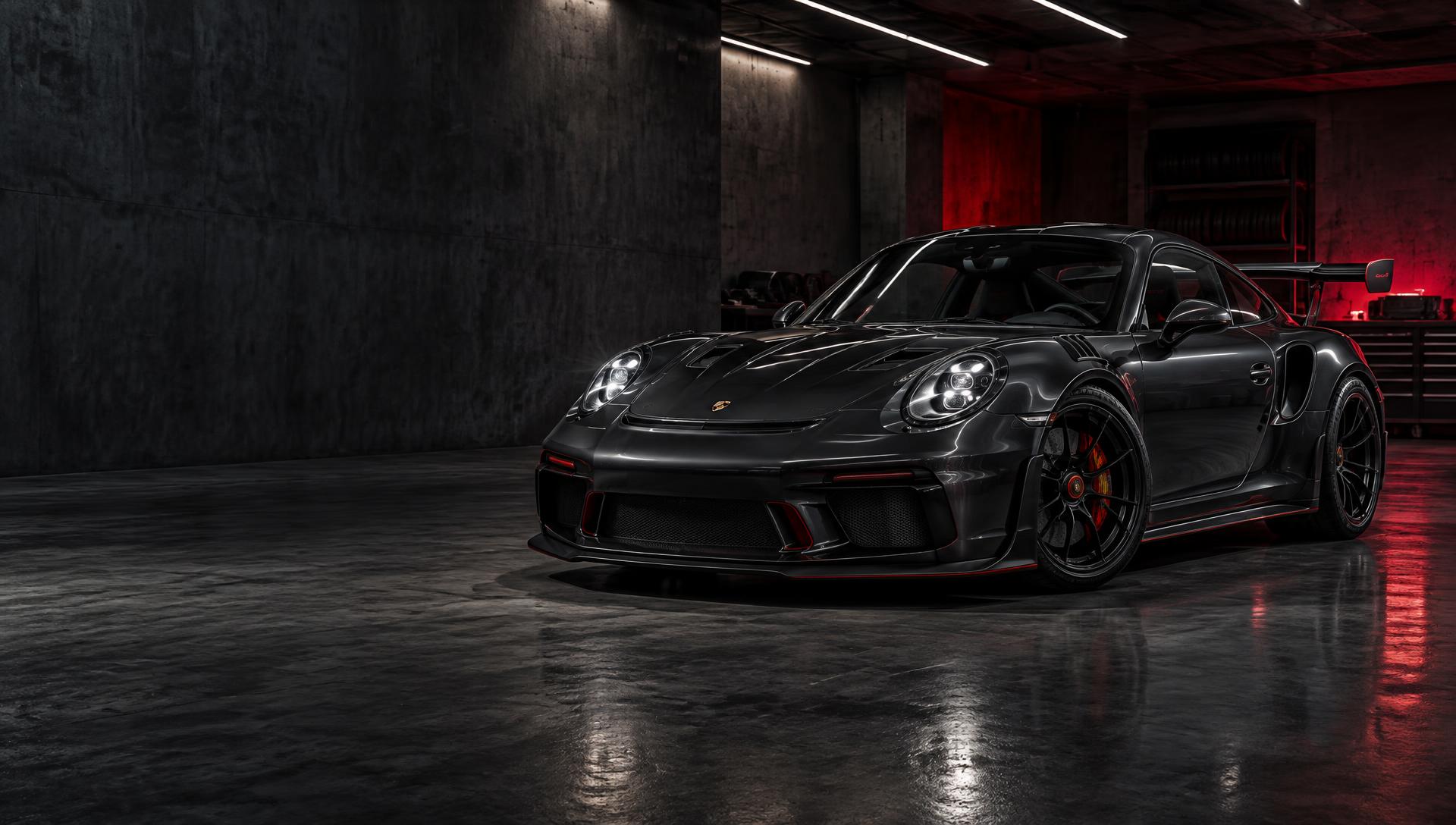 Graphite Porsche 911 GT3 RS in the FORGE performance studio